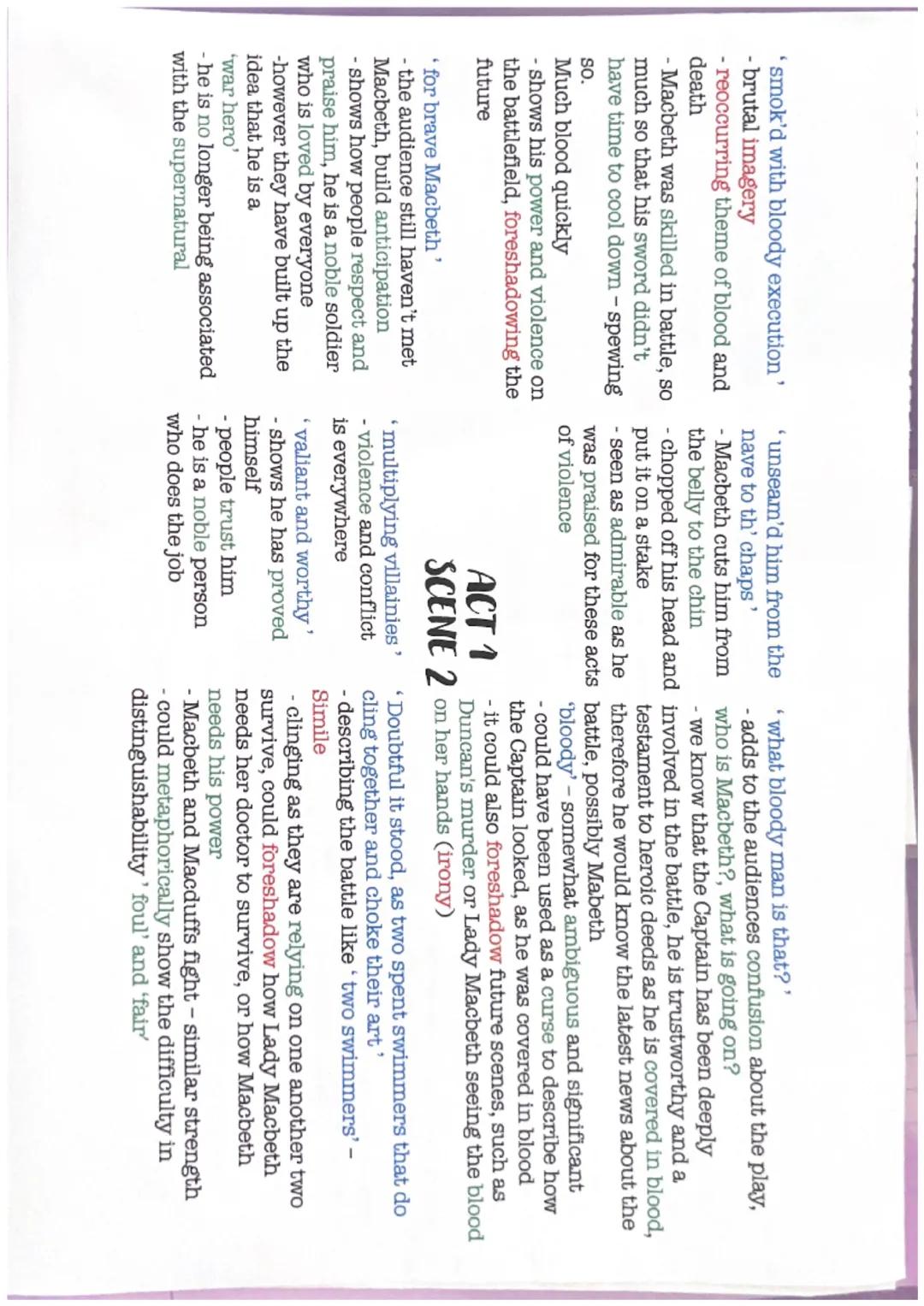 'smok'd with bloody execution'
- brutal imagery
- reoccurring theme of blood and
death
- Macbeth was skilled in battle, so
much so that his 