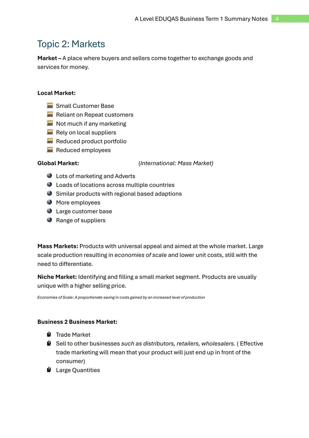 A Level EDUQAS Business Term 1 Summary Notes 1
Eduqas
A Level
Business Studies
Term 1
Summary Notes
Contents:
- Topic 1: Enterprise
- Topic 