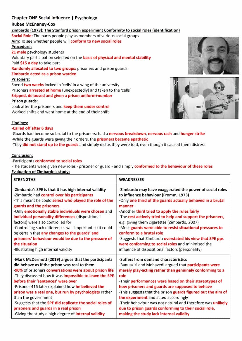 Chapter ONE Social Influence | Psychology
Rubee McEnaney-Cox
Social influence:
A change in a person's behaviour or opinions as a result of r
