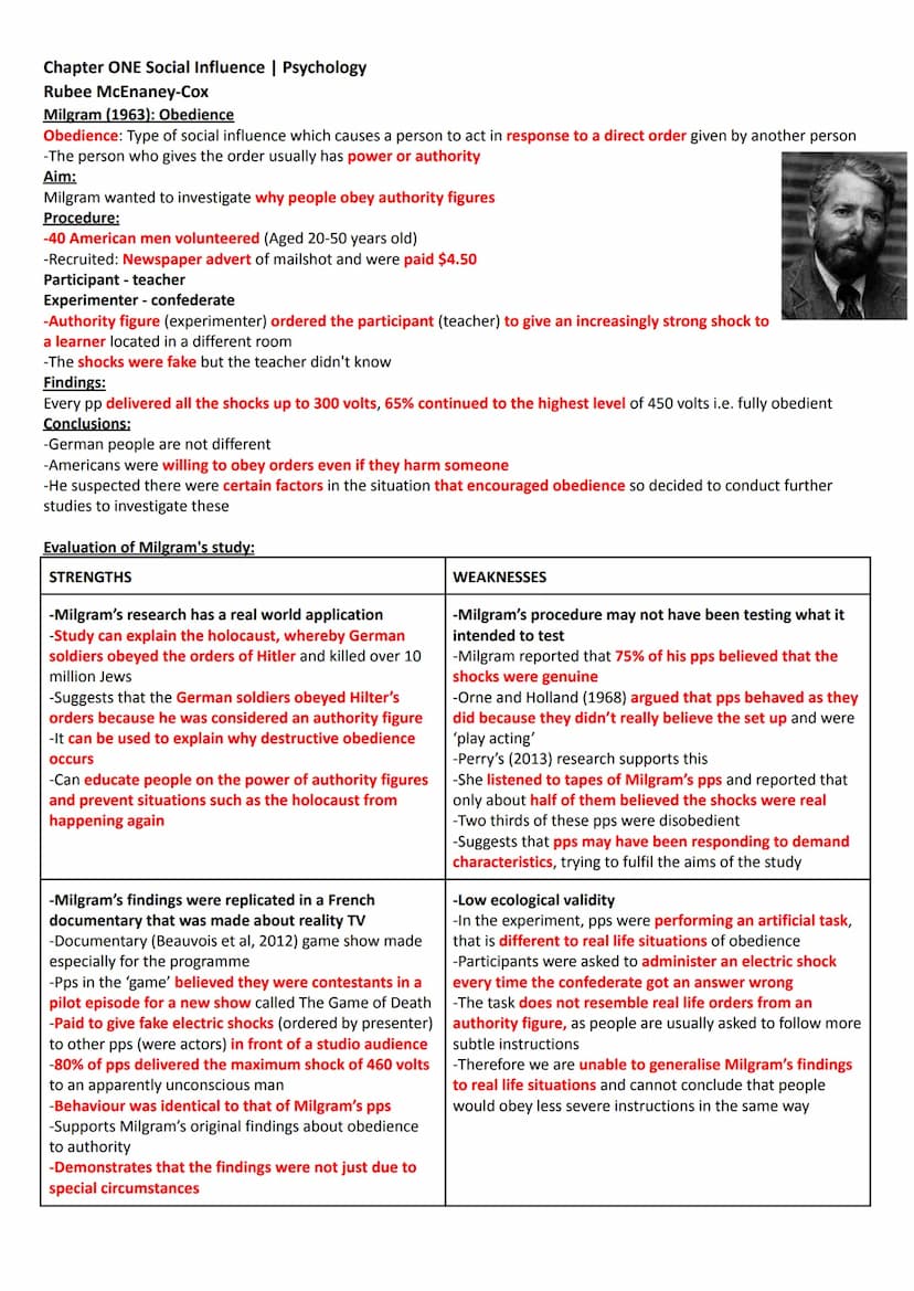 Chapter ONE Social Influence | Psychology
Rubee McEnaney-Cox
Social influence:
A change in a person's behaviour or opinions as a result of r