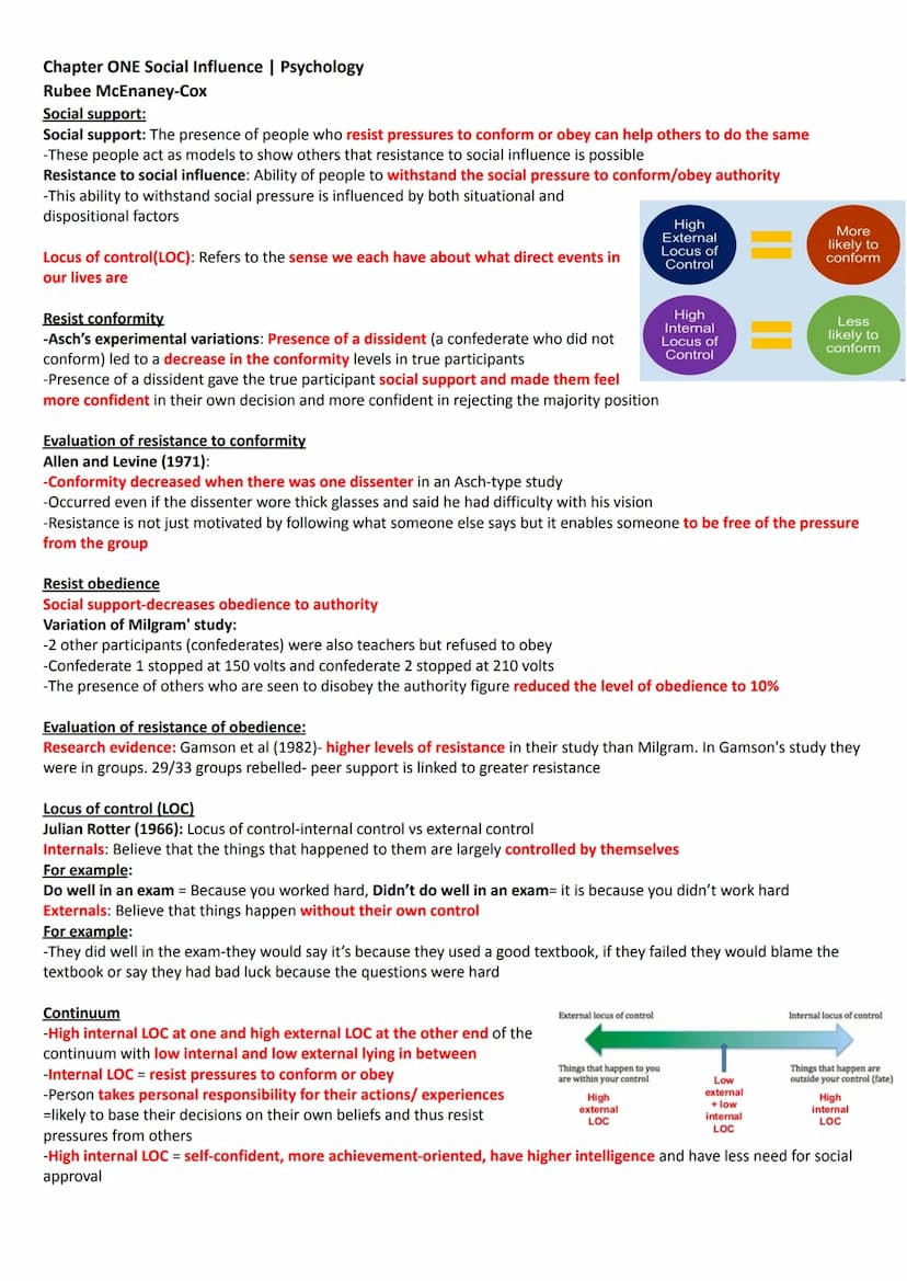 Chapter ONE Social Influence | Psychology
Rubee McEnaney-Cox
Social influence:
A change in a person's behaviour or opinions as a result of r