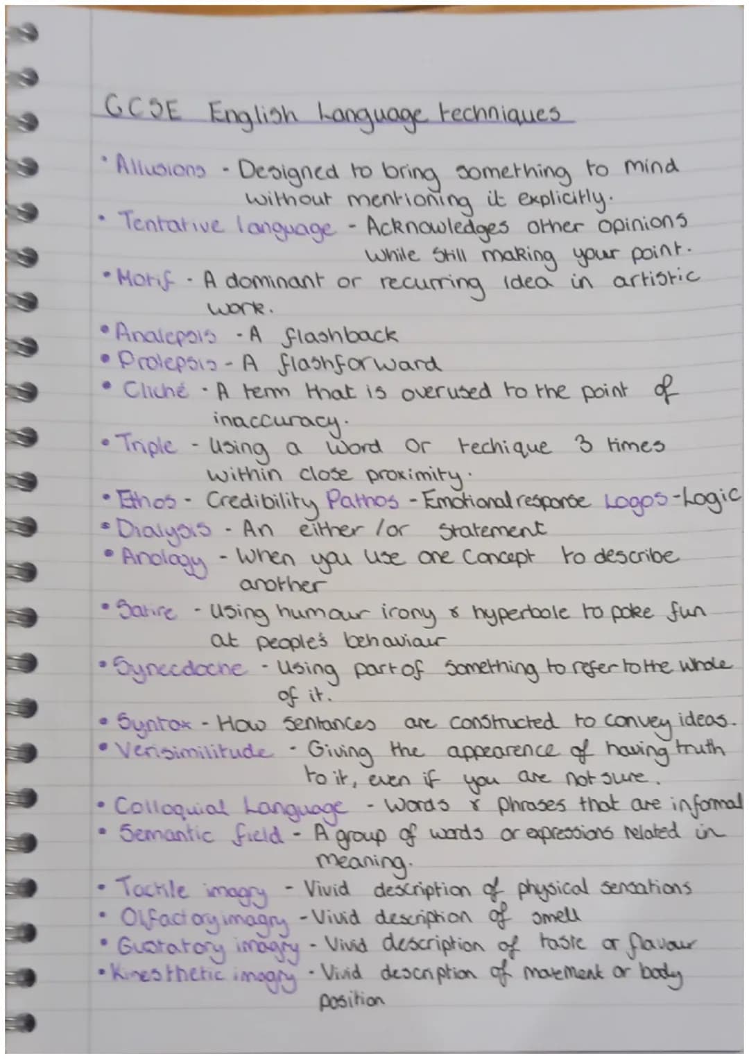 GCSE English Language techniques
Hyperbole
- Extreme exaggeration.
Emotive language - Language used to evoke emotion.
• Metaphor - A figure 