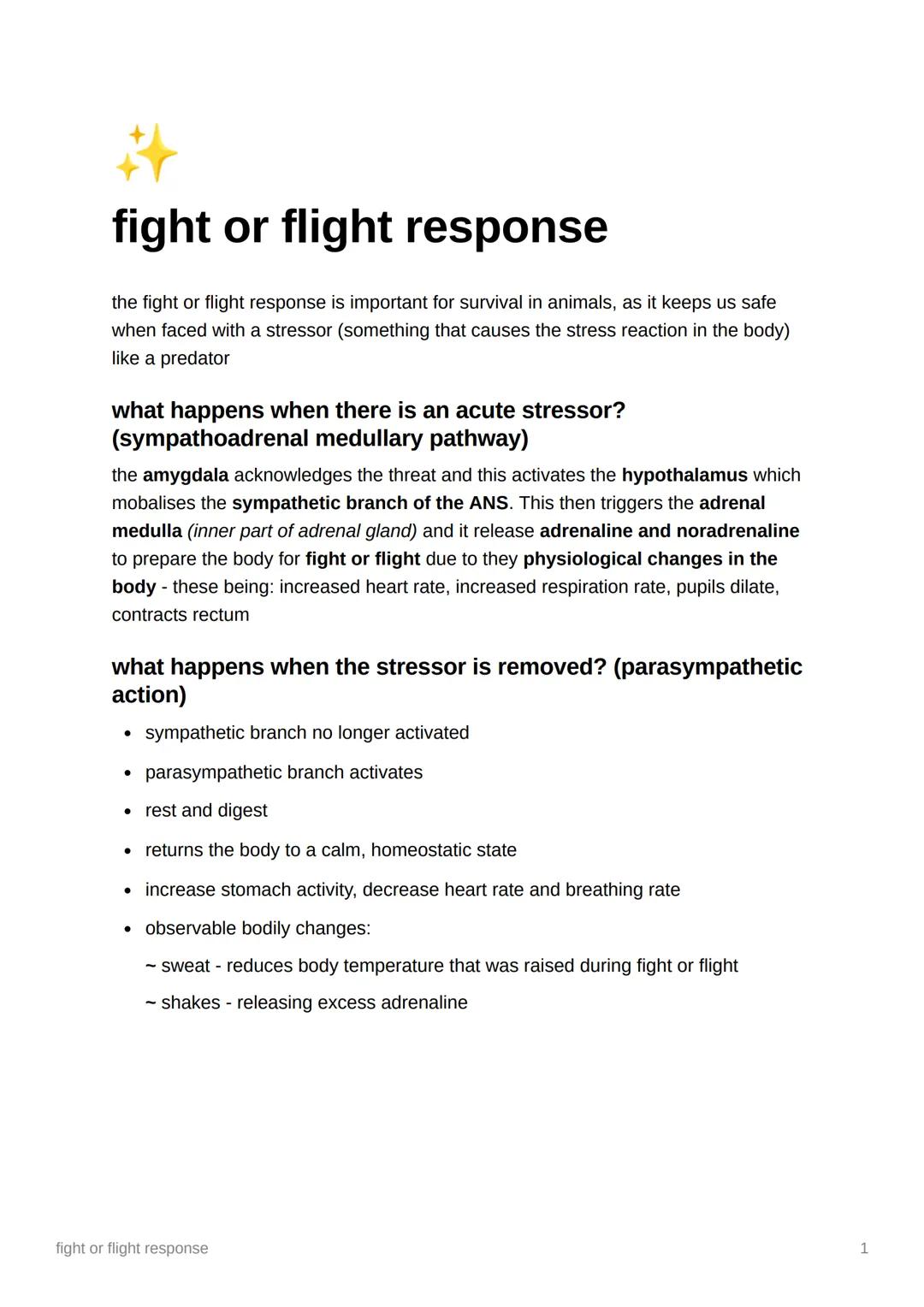 2
fight or flight response
the fight or flight response is important for survival in animals, as it keeps us safe
when faced with a stressor