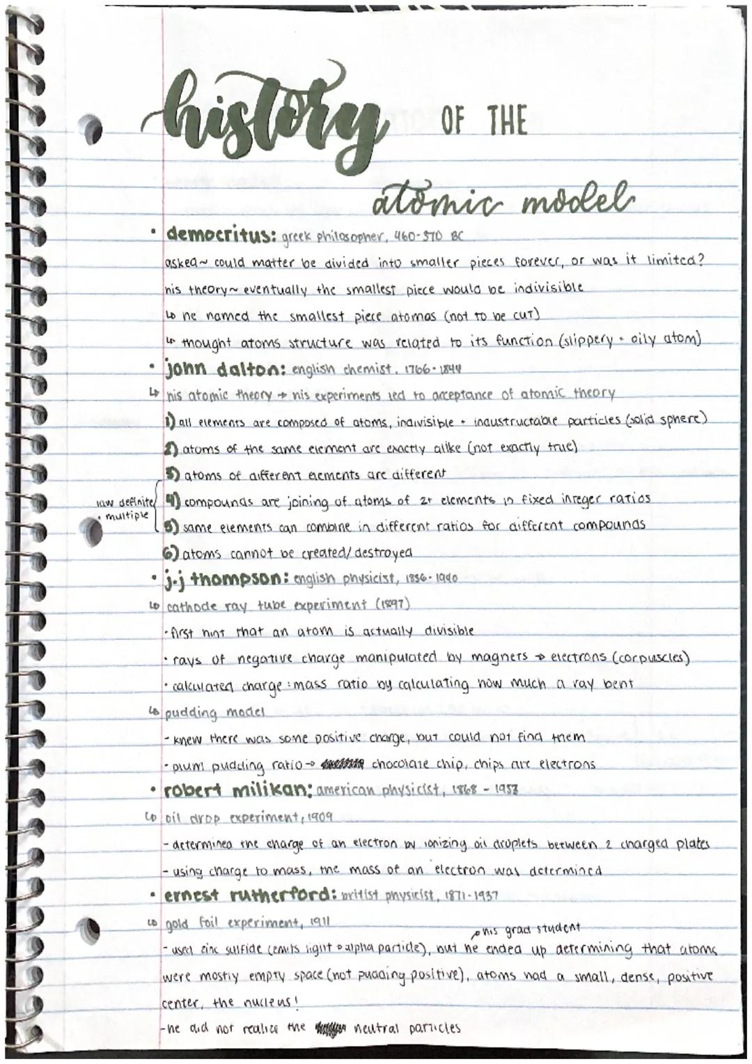 # history OF THE

# atomic model

*   democritus: greek philosopher, 460-570 BC

    asked could matter be divided into smaller pieces forev