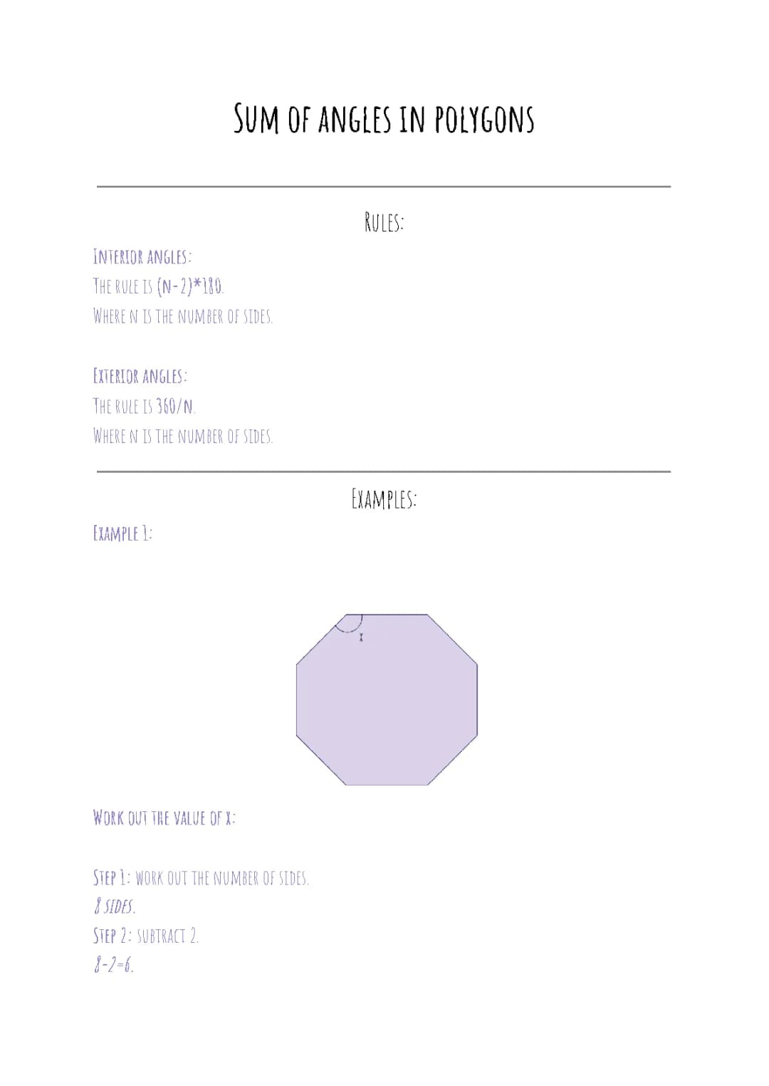 Angles in polygons