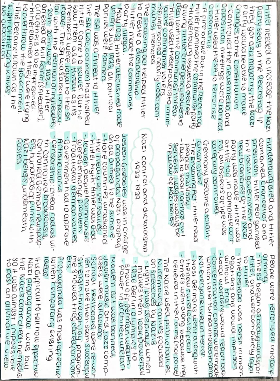 1919-1922-Problems caused by
the First world war
1923-Germany recovers
1929-1933-Hitler's rise to power
1933-1934-Hitler becomes a
dictator
