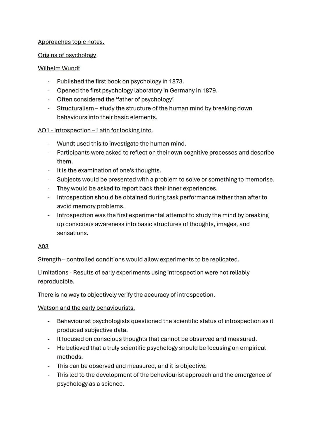 Approaches topic notes