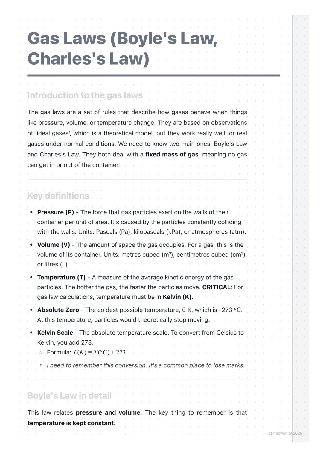 # Gas Laws (Boyle's Law,
Charles's Law)

Introduction to the gas laws

The gas laws are a set of rules that describe how gases behave when t