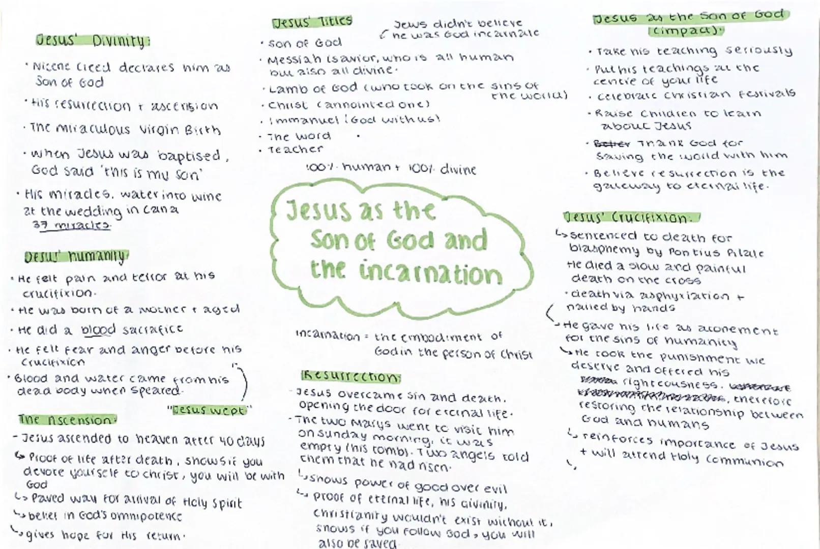 Jesus' Divinity:
• Nicene Creed declares him as
Son of God
• His resurrection
ascension
· The miraculous virgin Birth
• when Jesus was bapti