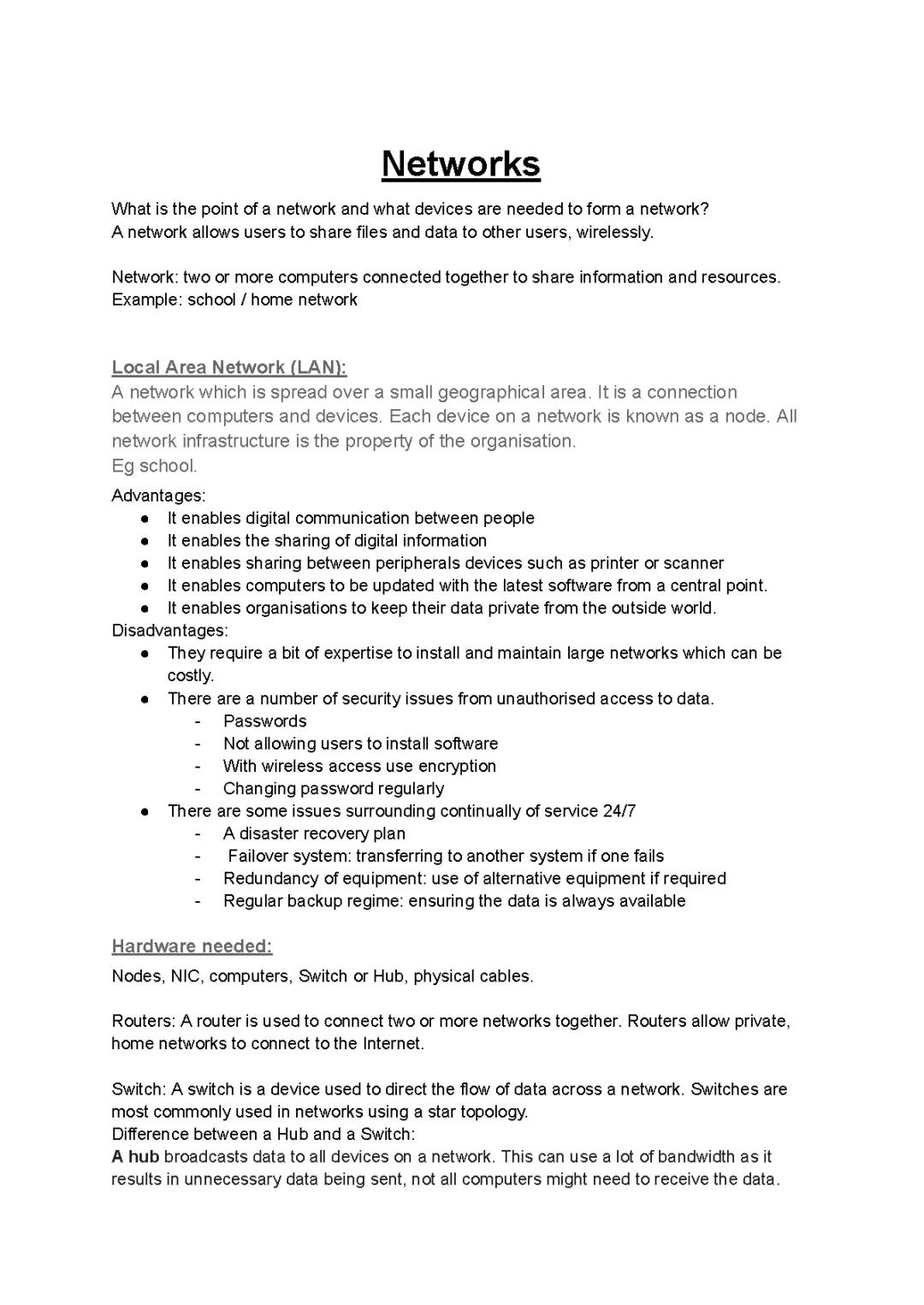 OCR Computer Science A-Level Networks