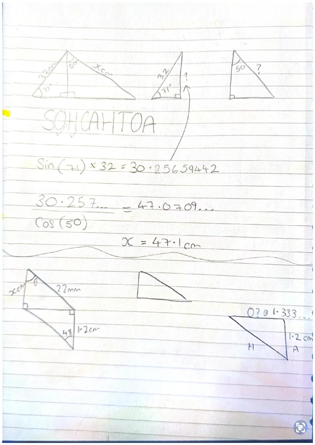Pythagorus
+ trigonometry
-only to find missing sides on
-Trig can find angles and sides.
7cm
“་་
↑
trig
Pythagoras
182
102
=√224
Hm
7m
W
Wm