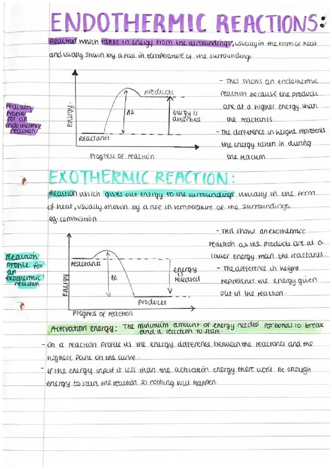 Endothermic and exothermic reactions  