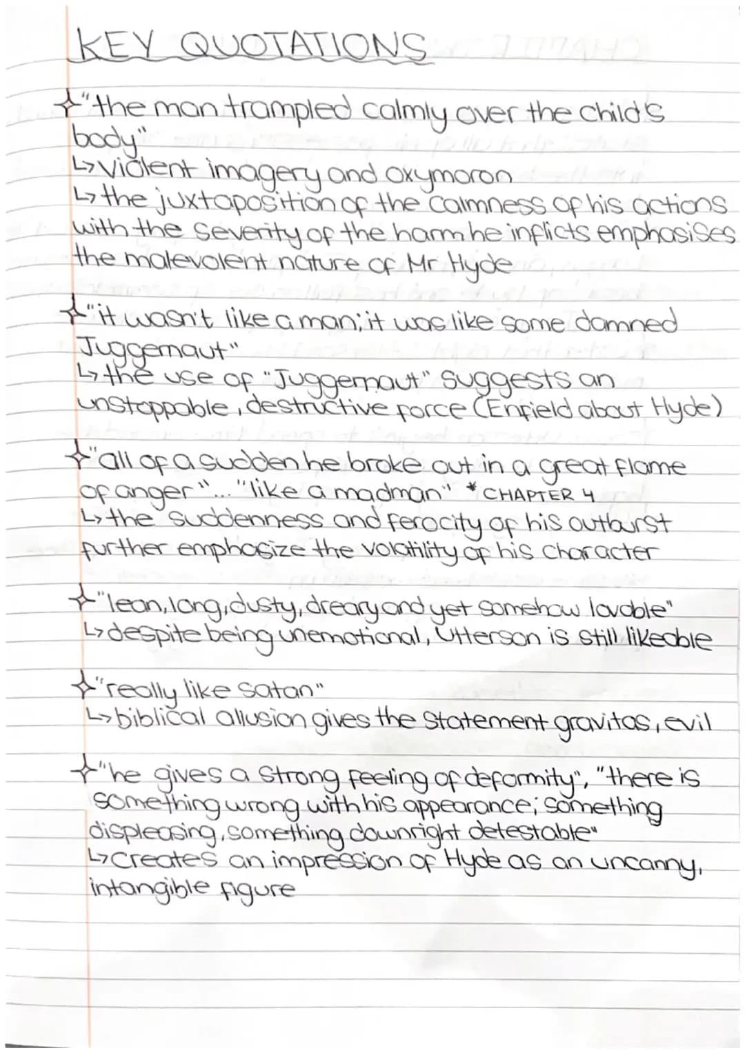 Jekyll and Hyde - Chapter 1 - Key Quotes analysis