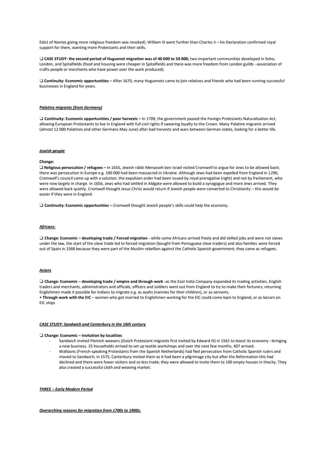 REASONS FOR MIGRATION
ONE-THE MEDIEVAL PERIOD
Overarching reasons for migration during the medieval period:
Economic opportunities (trade /
