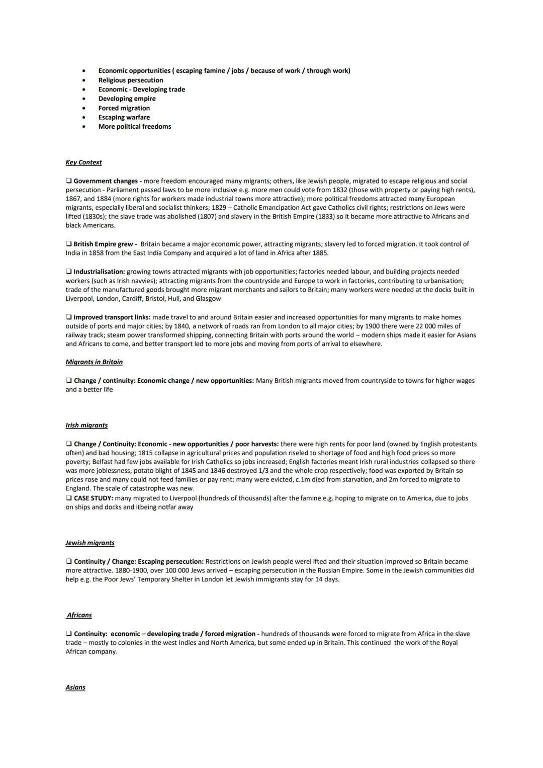 REASONS FOR MIGRATION
ONE-THE MEDIEVAL PERIOD
Overarching reasons for migration during the medieval period:
Economic opportunities (trade /
