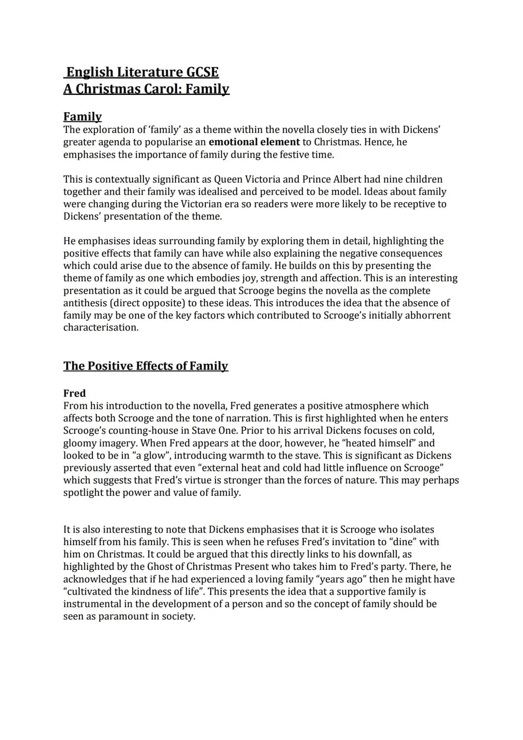 
<p>The exploration of 'family' as a theme within the novella closely ties in with Dickens’ greater agenda to popularise an emotional elemen