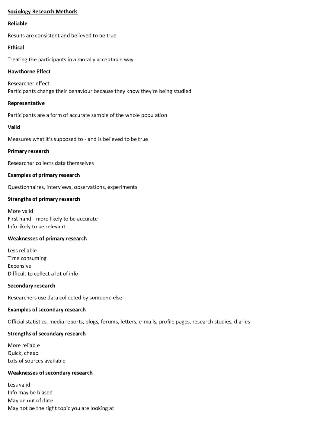 GCSE Sociology Research Methods AQA: Quick Revision Guide