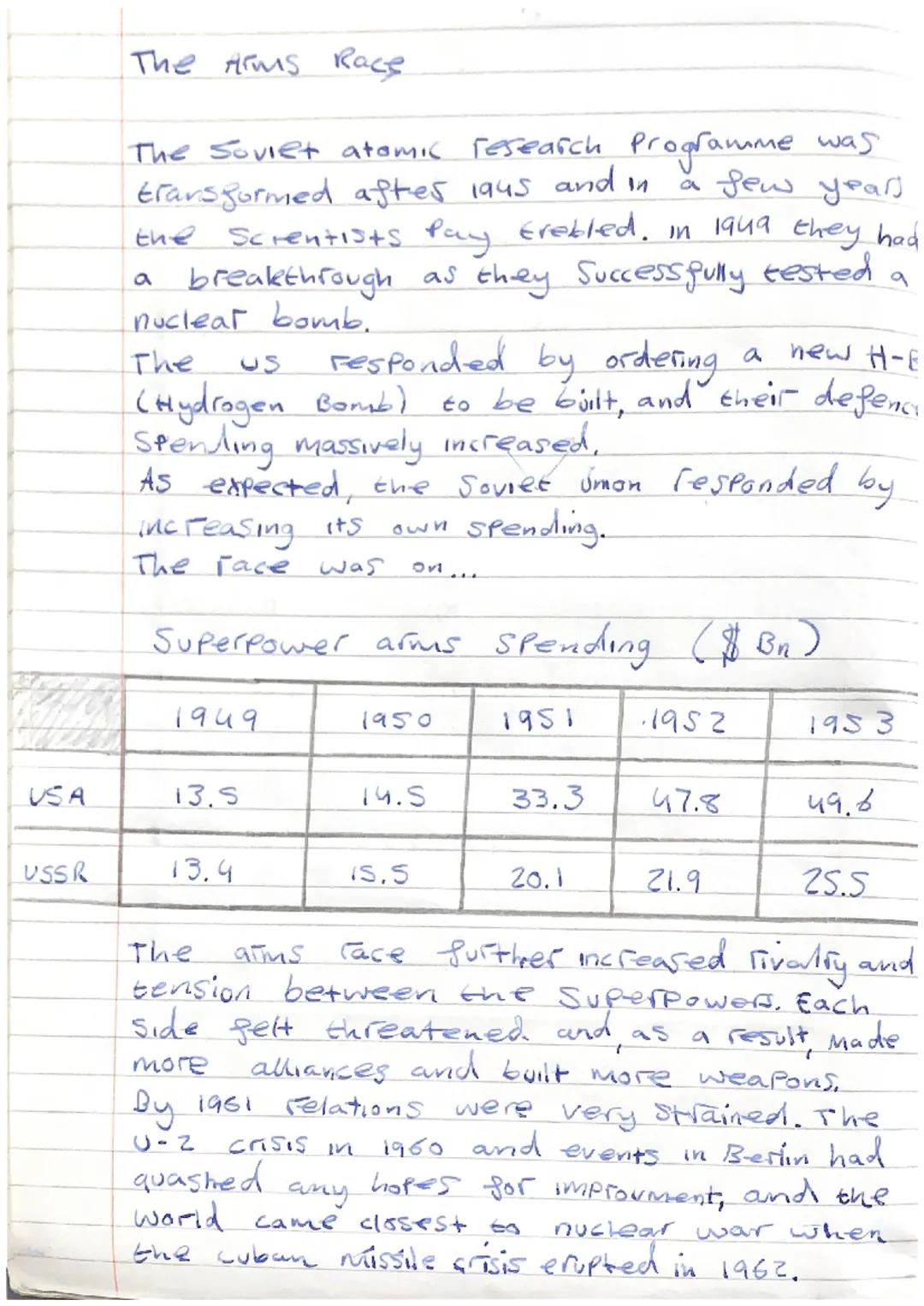 Haplos
USA
USSR
The Arms Race
The Soviet atomic research Programme was
a few years
transformed after 1945 and in
the Scientists Pay Erebled.