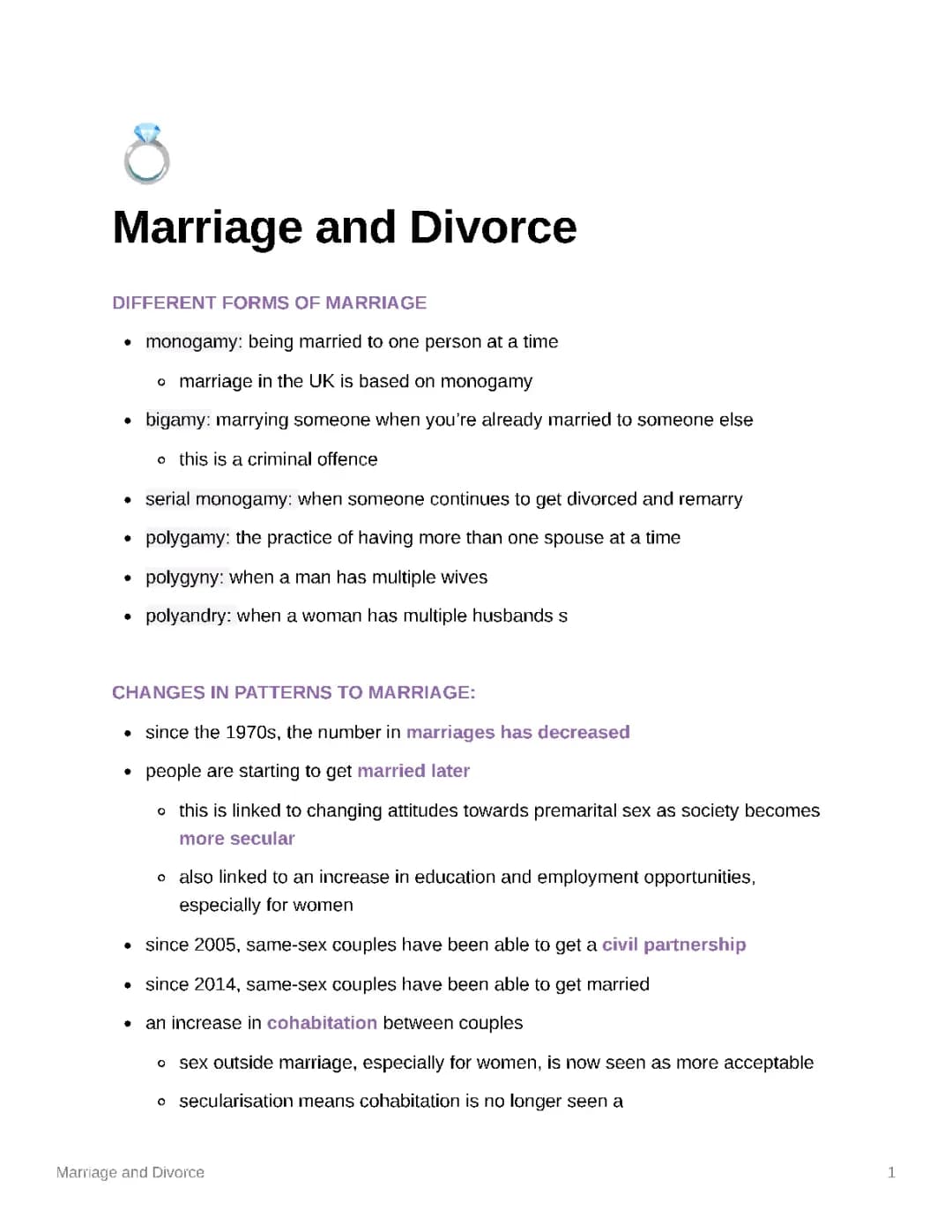 Marriage and Divorce