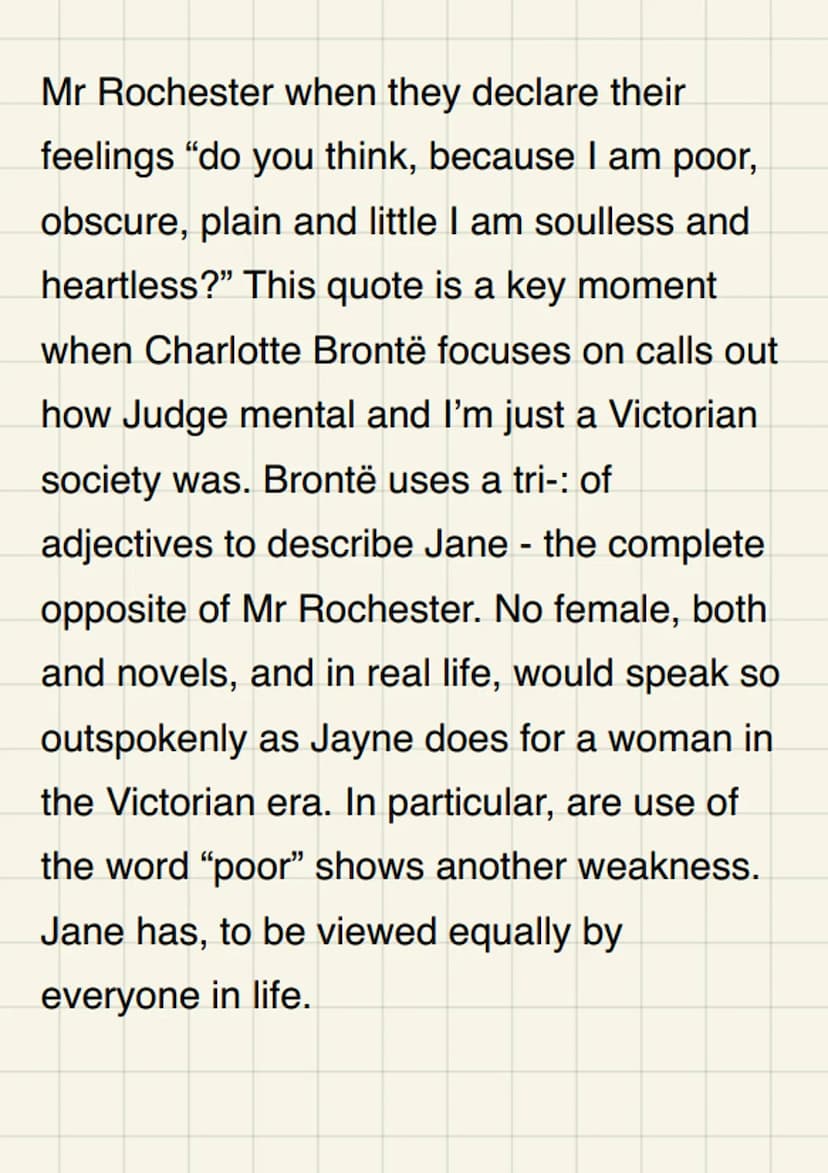 How does Brontë
present Jane as a
strong female
character?
Jane is a strong female protagonist in
Charlotte Brontë's novel. Jane Eyre. This
