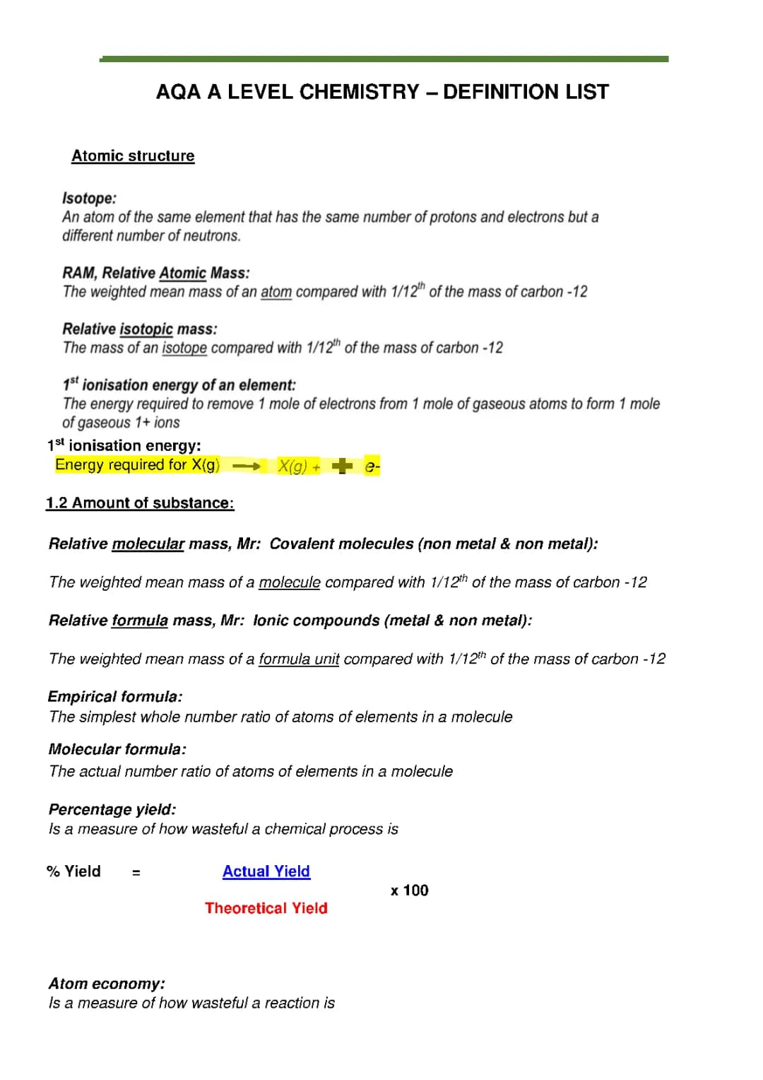 Learn Relative Atomic Mass, First Ionisation Energy, and Formula Differences