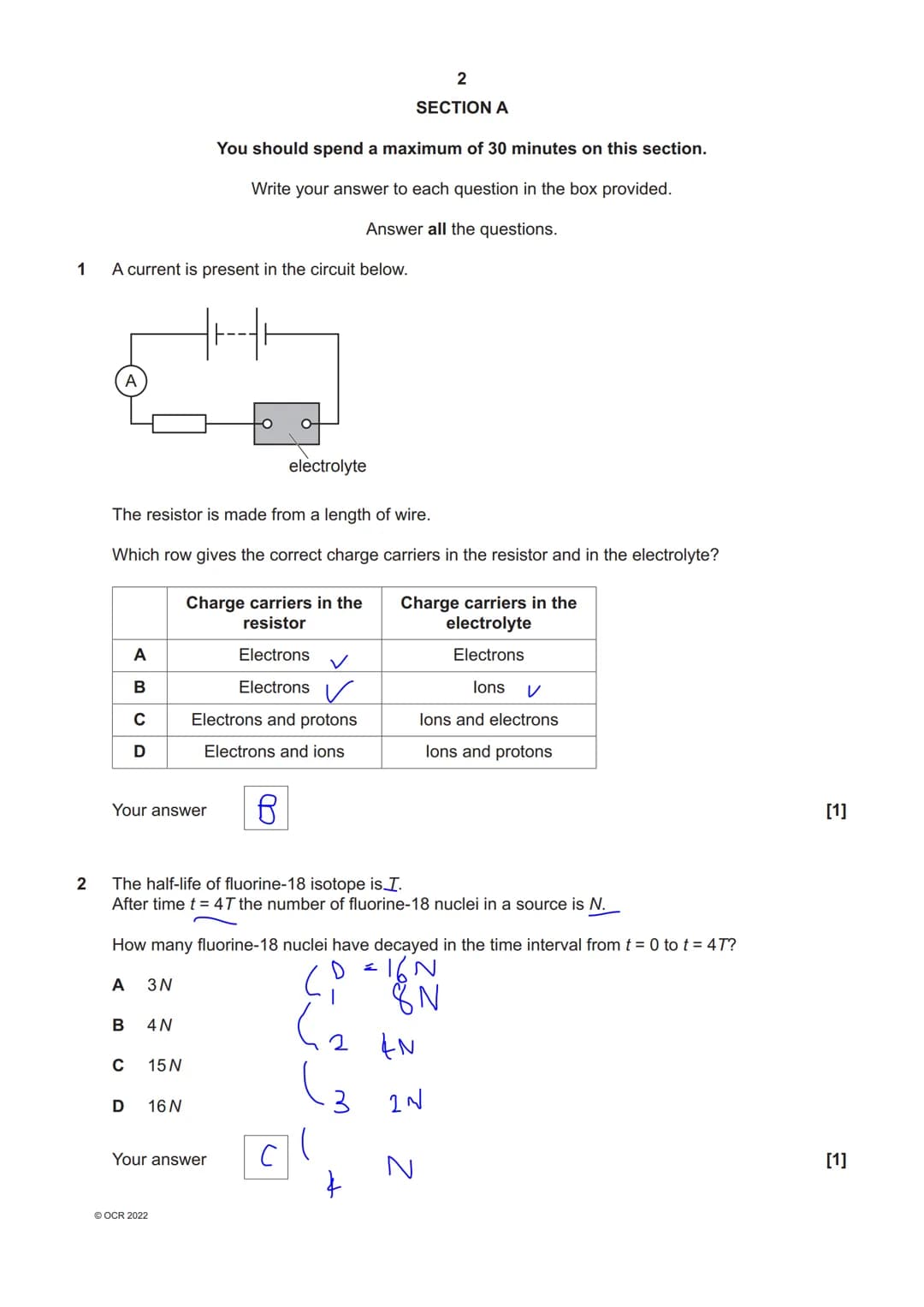 * 9114 82 11 19
OCR
Oxford Cambridge and RSA
Friday 10 June 2022 - Afternoon
A Level Physics A
H556/02 Exploring physics
Time allowed: 2 hou