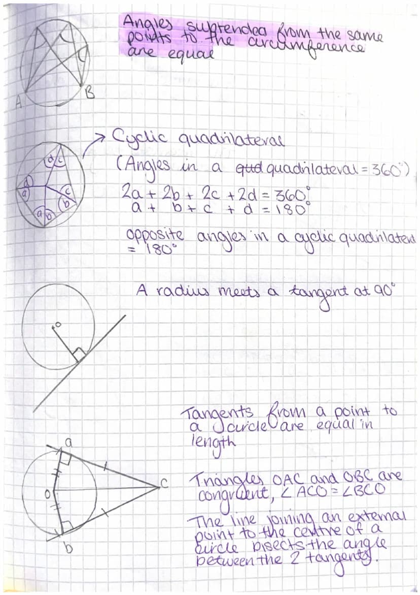 Circle Theorems/
A
For
AB is a diameter
find the value of oc
4COB = 60°
Angles in an equilateral thonie
are 60°
AOC is an isoceles thangle a