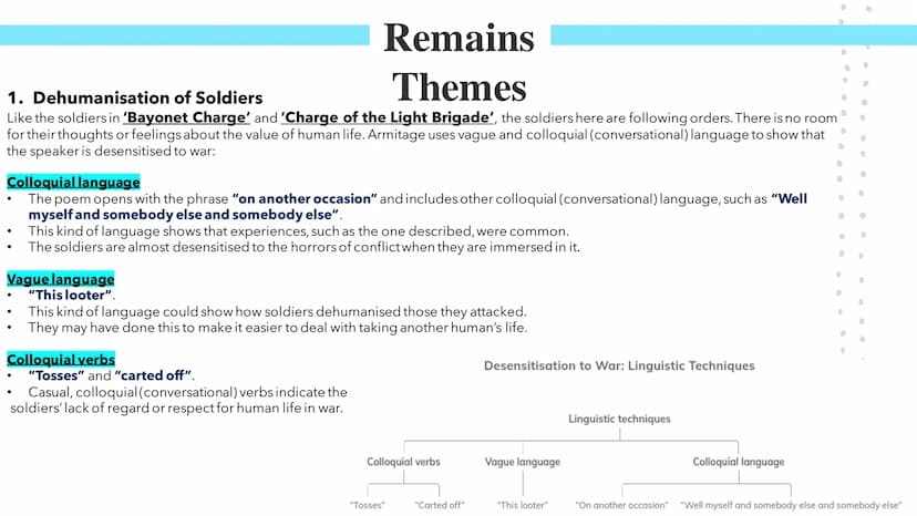 Remains
Poetry GCSEs Remains
In Simon Armitage's Remains, the speaker describes an occasion during war when he shot a looter.
Glossary: Loot