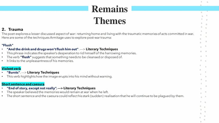 Remains
Poetry GCSEs Remains
In Simon Armitage's Remains, the speaker describes an occasion during war when he shot a looter.
Glossary: Loot