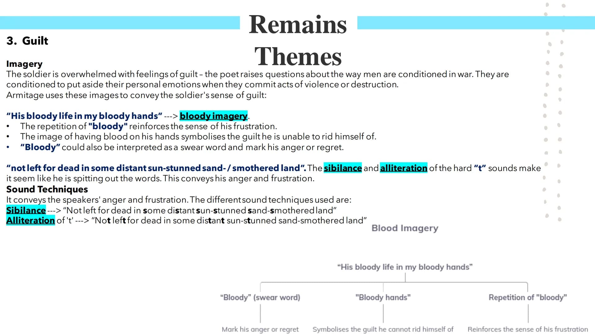 Remains
Poetry GCSEs Remains
In Simon Armitage's Remains, the speaker describes an occasion during war when he shot a looter.
Glossary: Loot