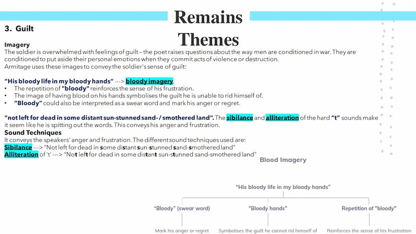 Remains
Poetry GCSEs Remains
In Simon Armitage's Remains, the speaker describes an occasion during war when he shot a looter.
Glossary: Loot