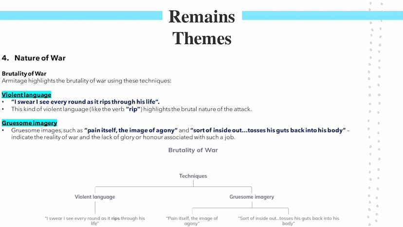 Remains
Poetry GCSEs Remains
In Simon Armitage's Remains, the speaker describes an occasion during war when he shot a looter.
Glossary: Loot