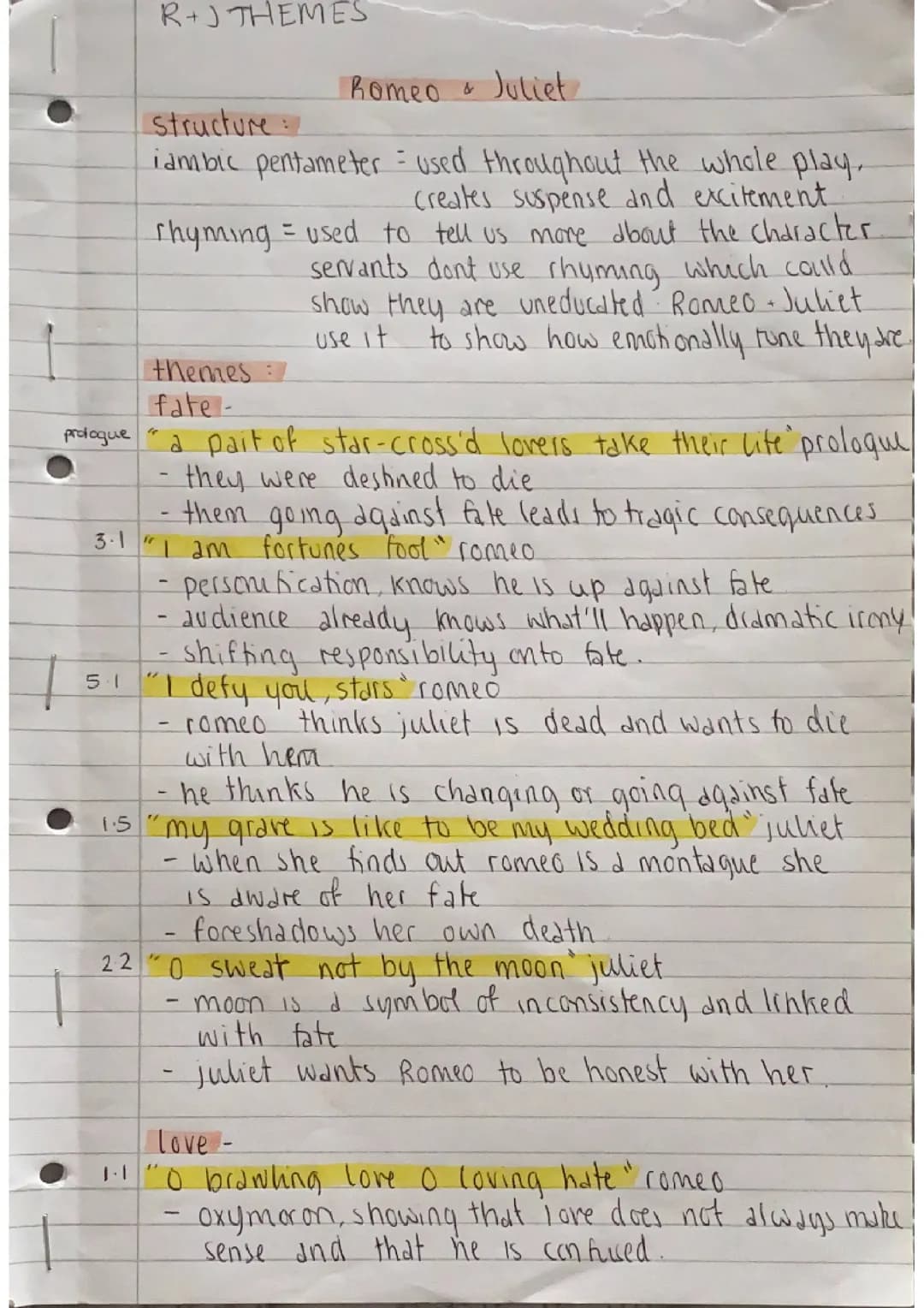romeo and juliet themes 