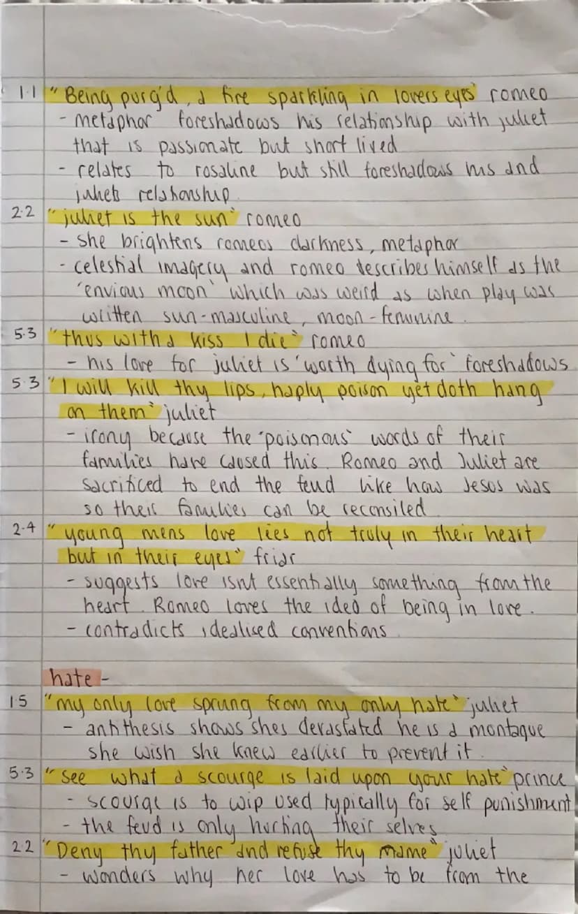 R+J THEMES
Structure
Romeo & Juliet
iambic pentameter - used throughout the whole play.
Creates suspense and excitement
Thyming used to tell