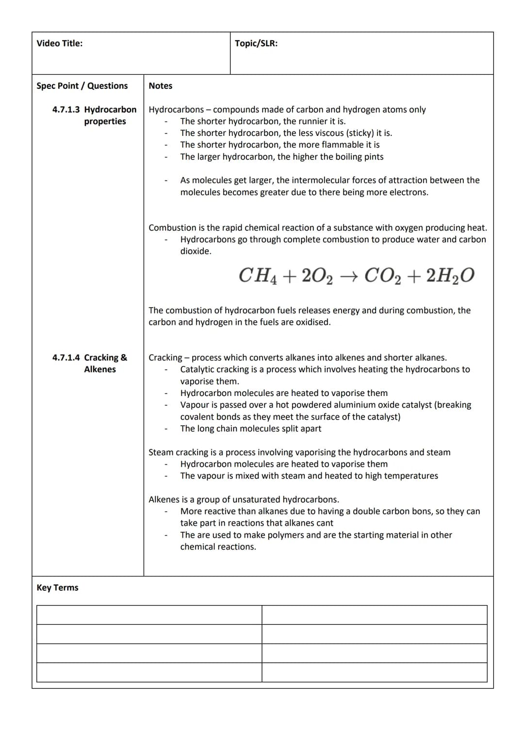 Video Title:
Chemistry Paper 2
Spec Point / Questions
4.6.1.1 Calculating Rate
Of Reaction
4.6.1.2 Factors that
affect rate of chemical
reac
