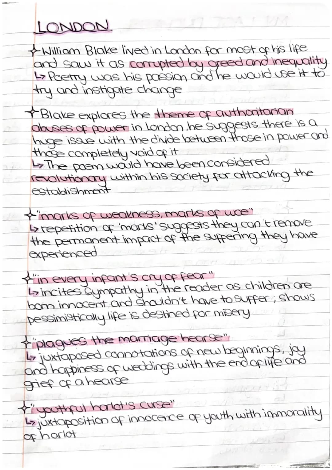 Poetry - Power and Conflict - London