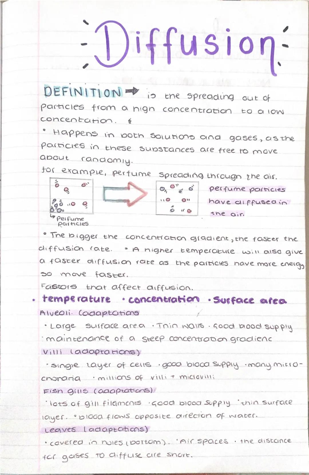 •
Diffusion:
DEFINITION is the spreading out of
particles from a high concentration.
concentation. 6
B
to a loW
Happens in both Solutions an