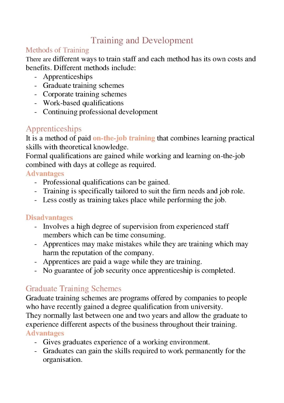 Training and Development