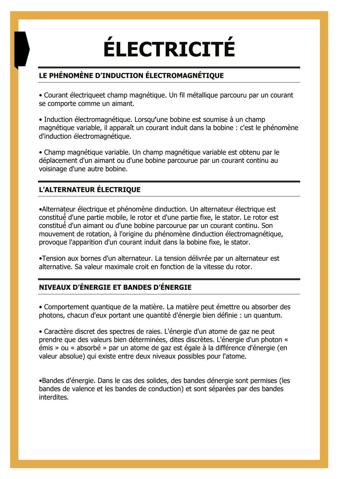 # ÉLECTRICITÉ

LE PHÉNOMÈNE D'INDUCTION ÉLECTROMAGNÉTIQUE

*   Courant électriqueet champ magnétique. Un fil métallique parcouru par un cour