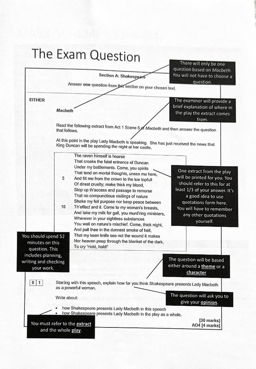 GCSE English Literature
•
•
Paper 1: Macbeth
Contents
How to revise
The exam question
• Mark scheme
•
How to answer the question
•
Example a