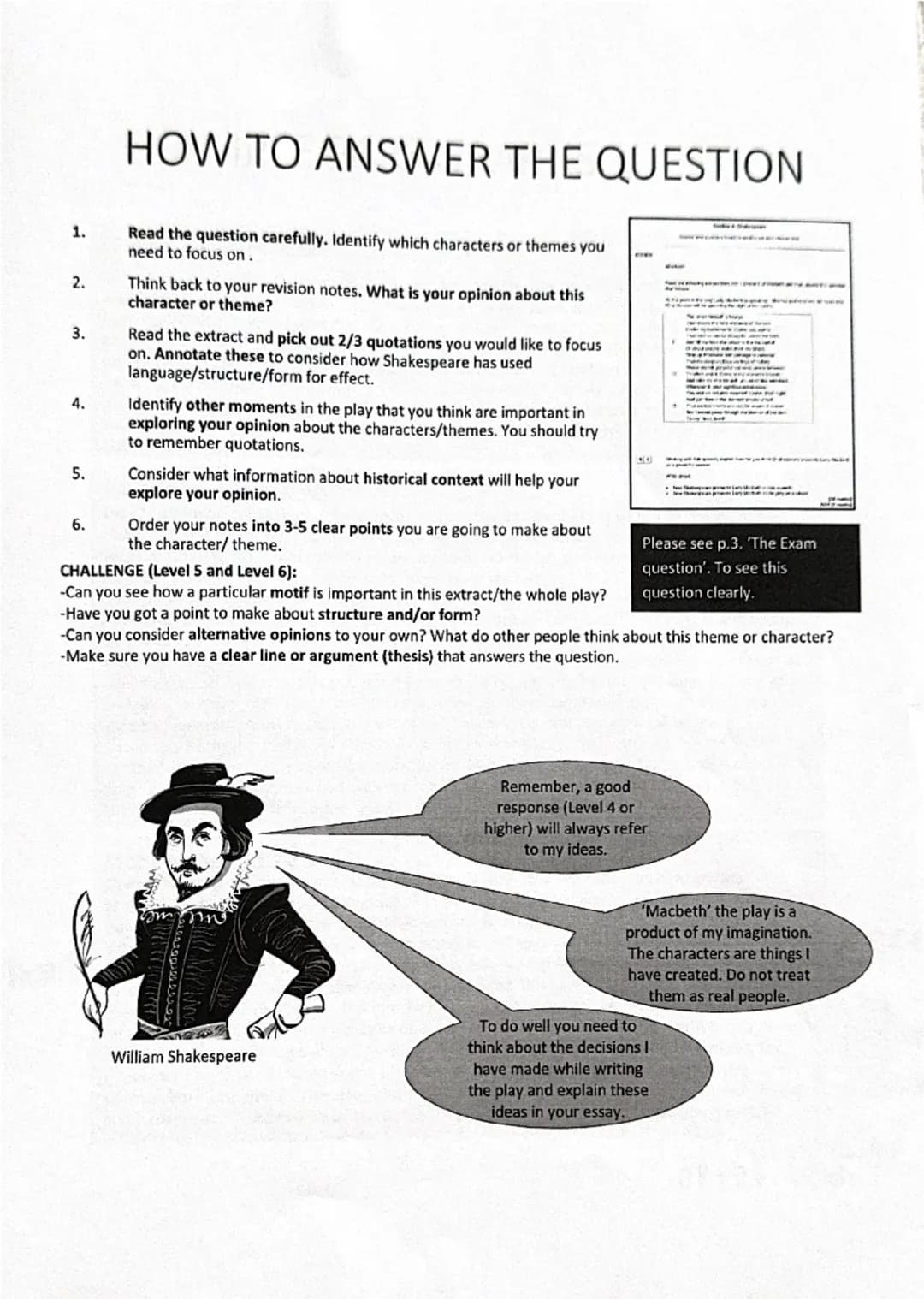 GCSE English Literature
•
•
Paper 1: Macbeth
Contents
How to revise
The exam question
• Mark scheme
•
How to answer the question
•
Example a