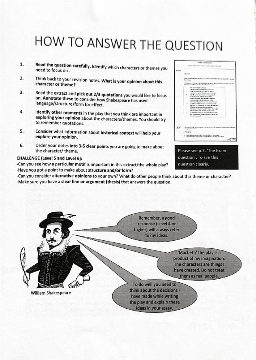 GCSE English Literature
•
•
Paper 1: Macbeth
Contents
How to revise
The exam question
• Mark scheme
•
How to answer the question
•
Example a