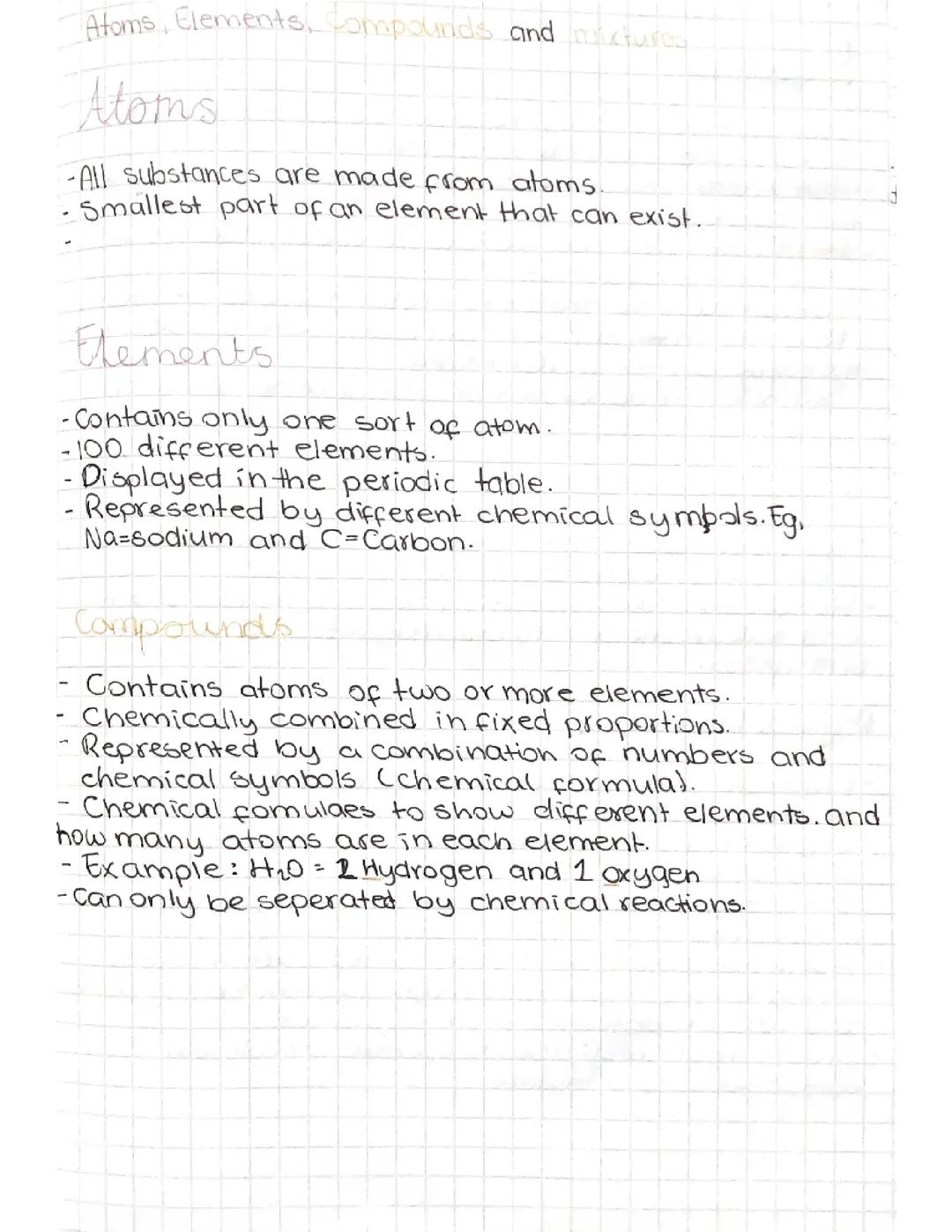Atoms, elements,compounds and mixtures