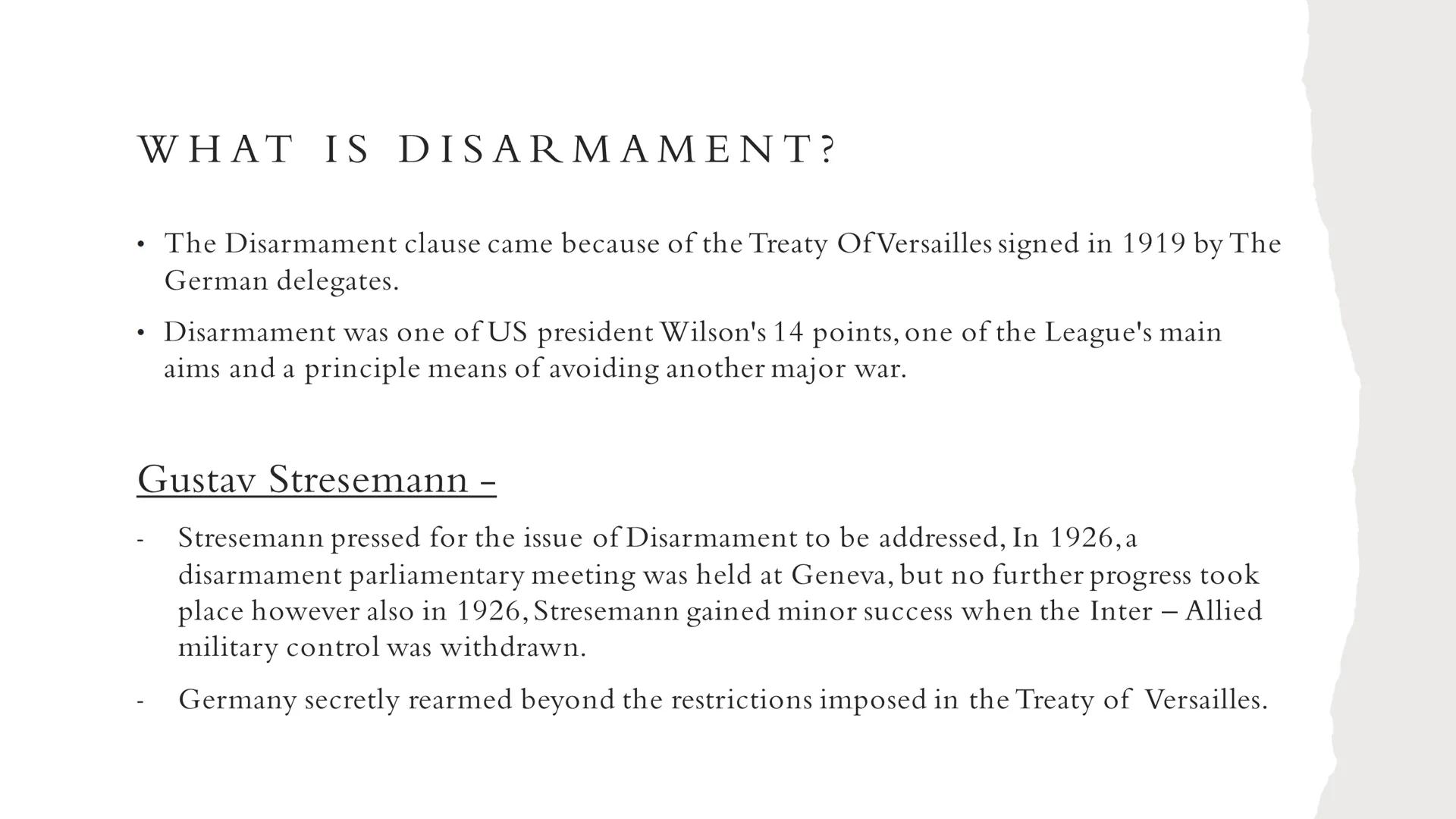 DISARMAMENT

Jack Perry and Zara - Louise # WHAT IS DISARMAMENT?

*   The Disarmament clause came because of the Treaty Of Versailles signed