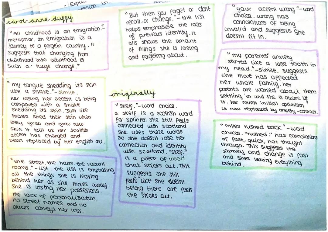 Carol Ann Duffy originally key quotes