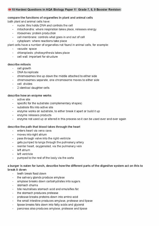 Know 10 hardest questions in aqa biology paper 1 thumbnail