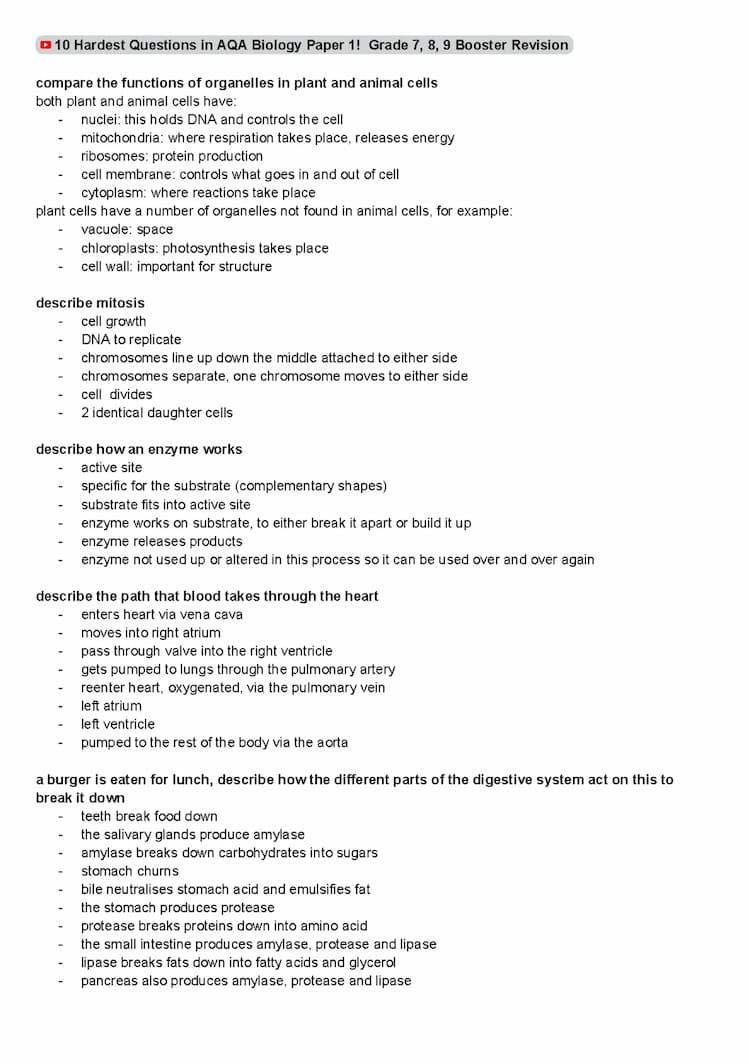 Know 10 hardest questions in aqa biology paper 1 thumbnail