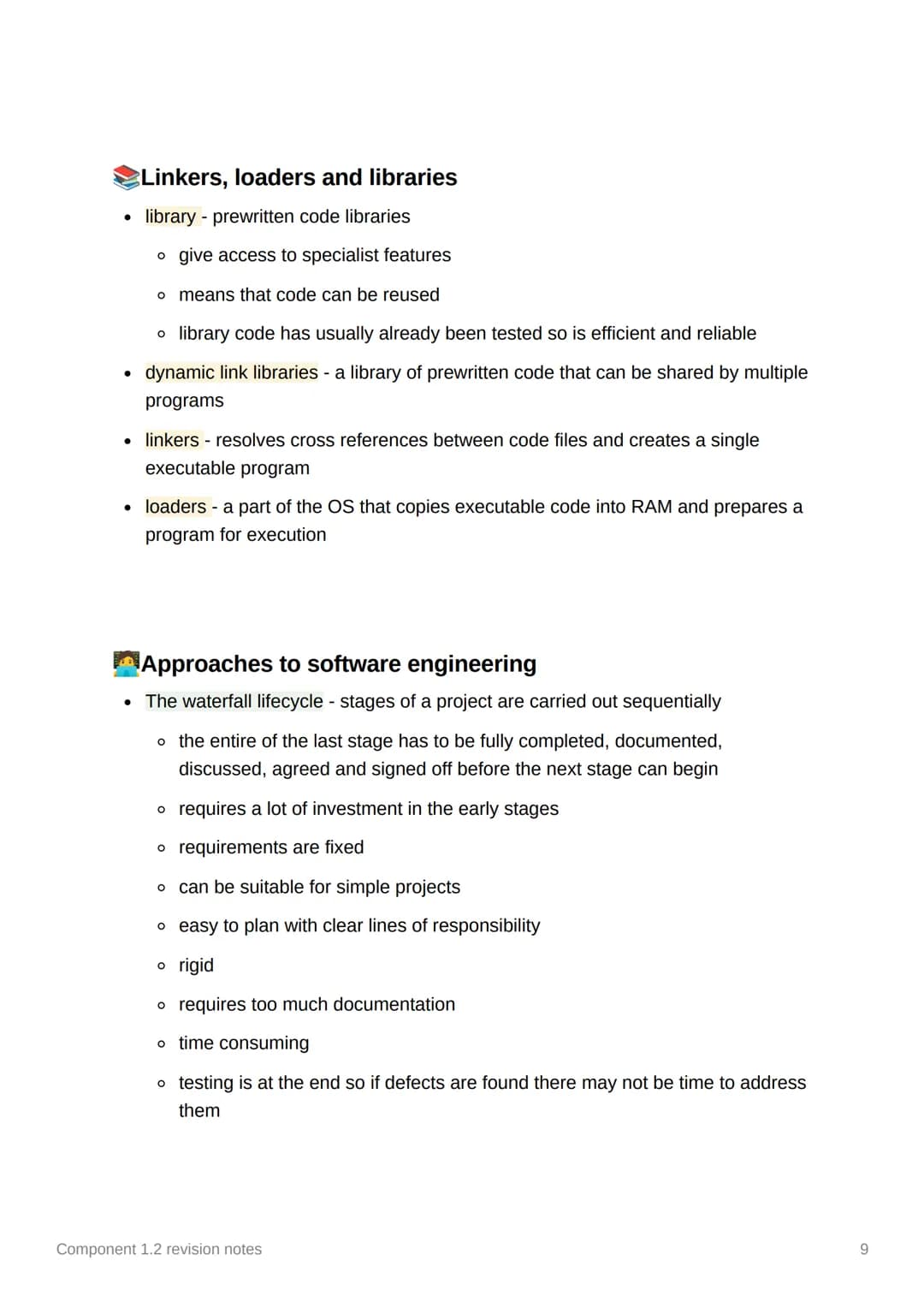 Component 1.2 revision notes
Role of the operating system
• The OS is software that controls the computer's hardware and software
resources
