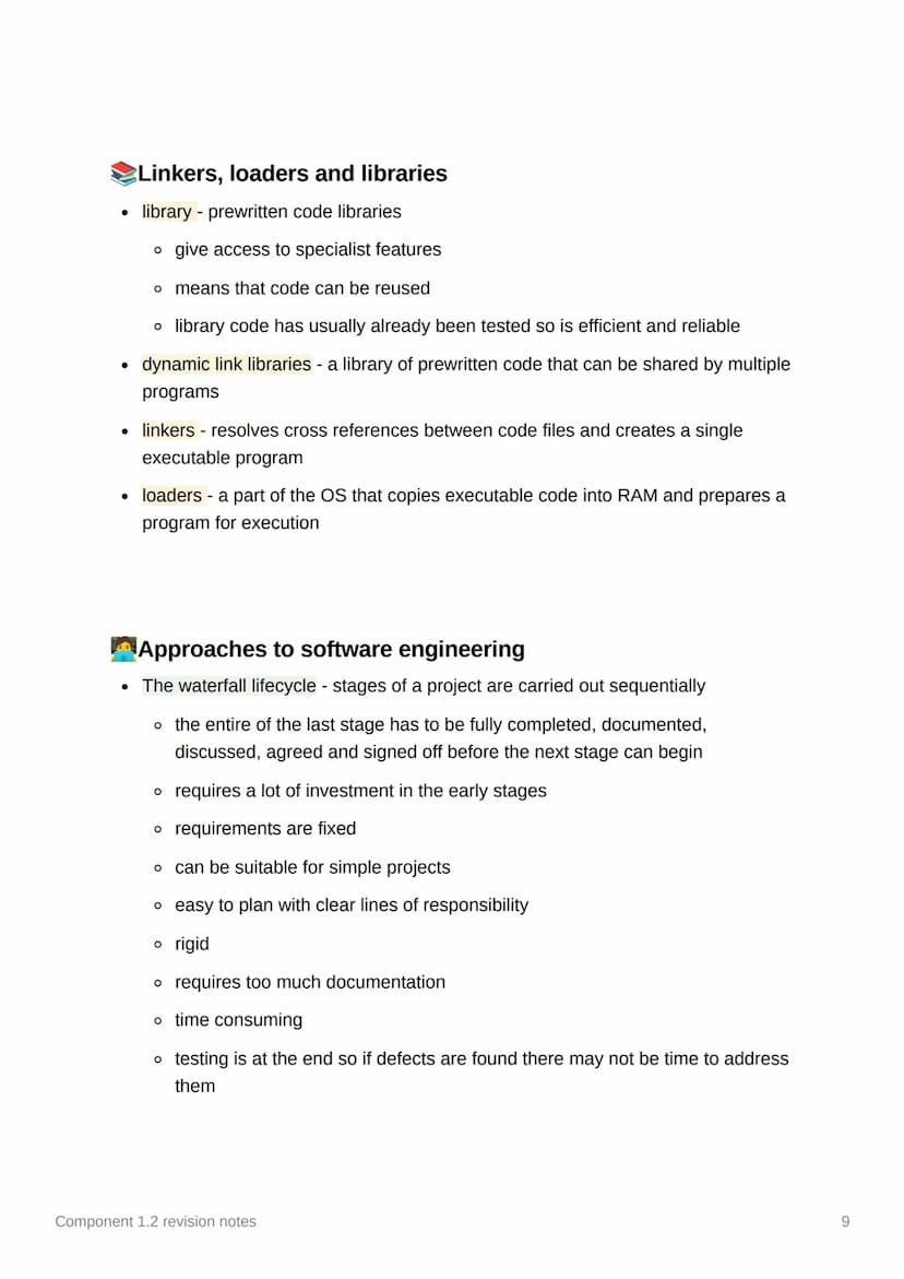 Component 1.2 revision notes
Role of the operating system
• The OS is software that controls the computer's hardware and software
resources
