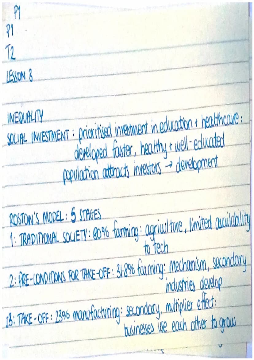 P1
T2 DEVELOPMENT DYNAMICS
LESSON 1
DEVELOPMENT: refers to a country's wealth (GOP) + its social and
political progres
economic, social, pol